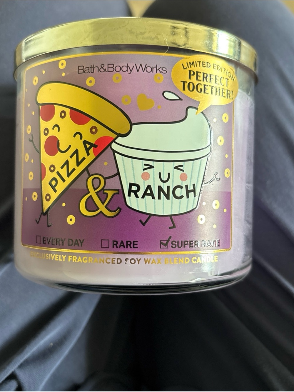 Bath & Body Works Purple Pizza & Ranch Limited Edition Candle with Gold Lid